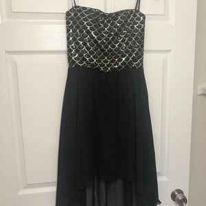Black and Gold High Low Dress